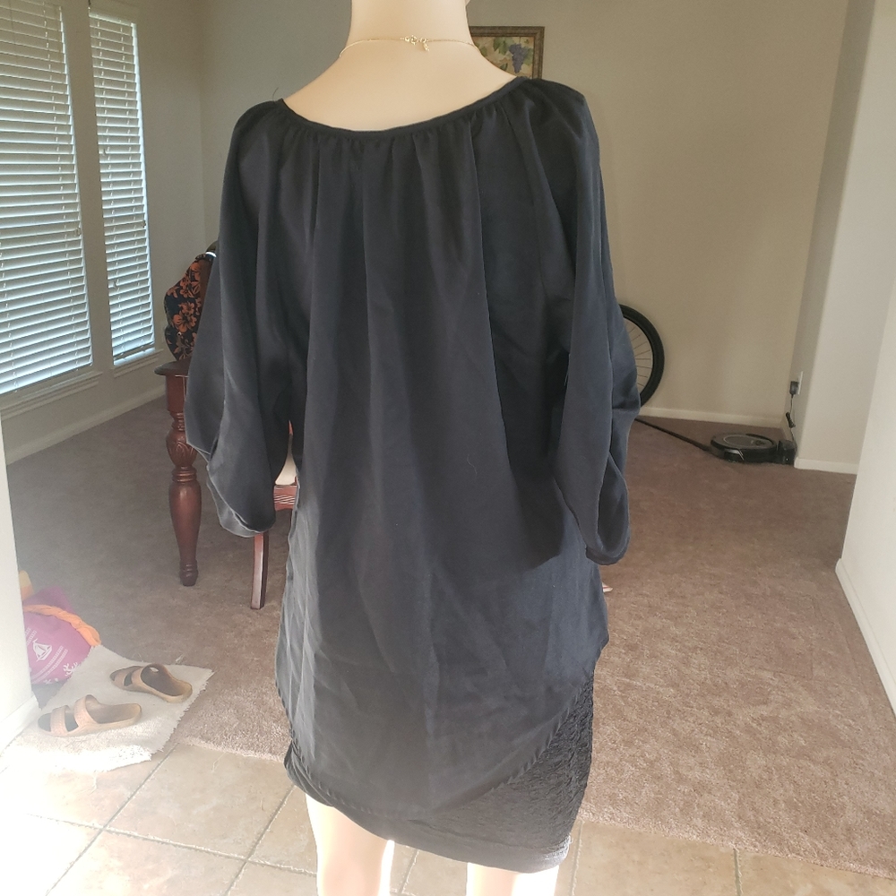 Express M Flowy Button Down Pop Over Roll Tab 3/4… - image 3